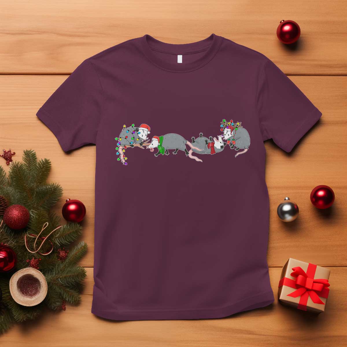 opossum-christmas-t-shirt-funny-wild-animals-xmas-lights