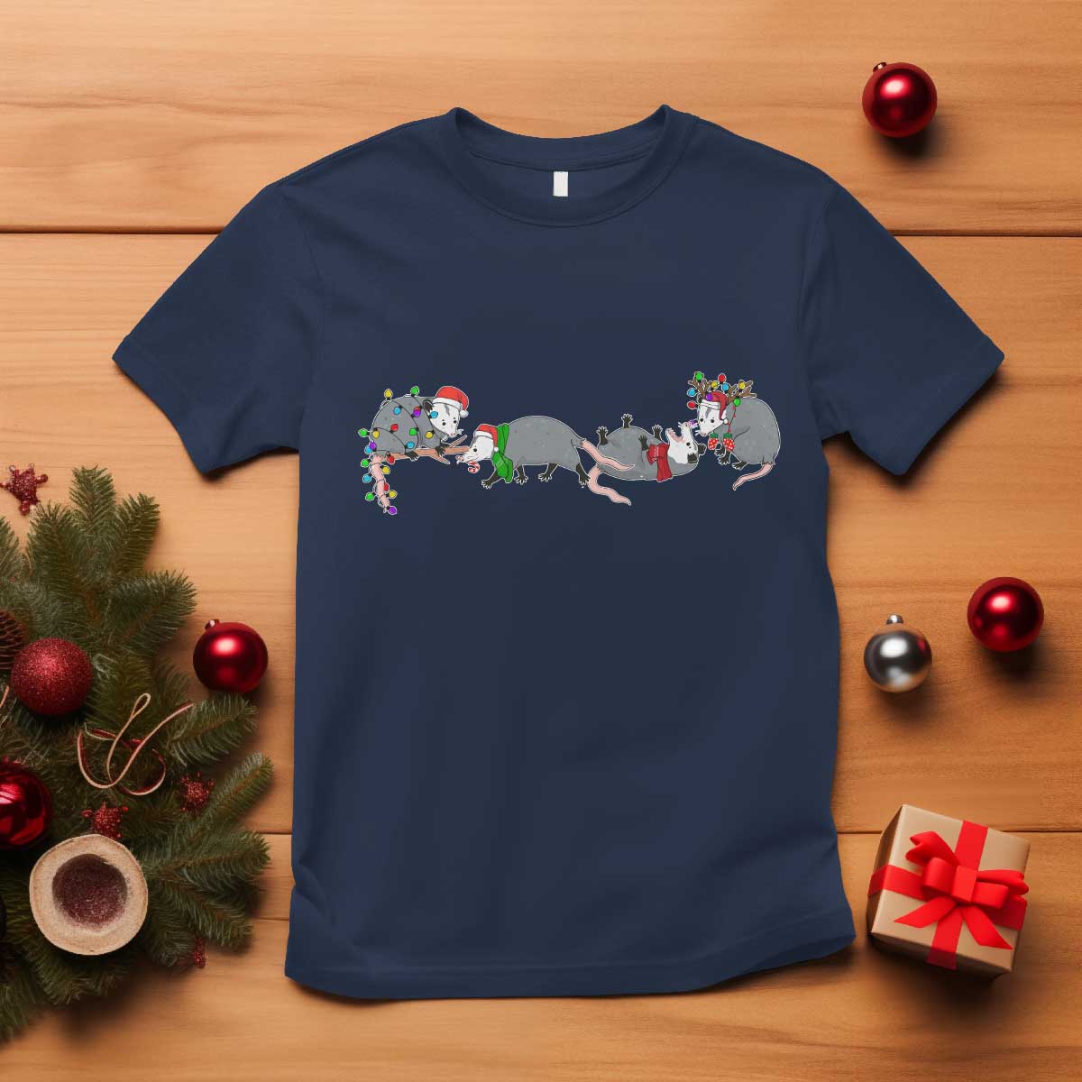opossum-christmas-t-shirt-funny-wild-animals-xmas-lights