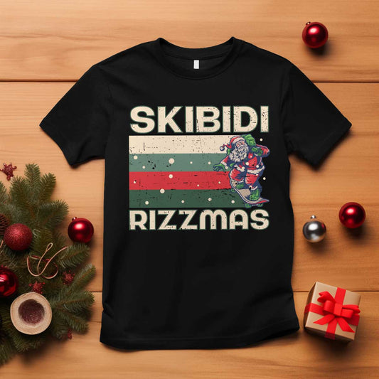 funny-christmas-t-shirt-skibidi-rizzmas-rizz-santa-clause-skating-board-xmas-retro-stripe
