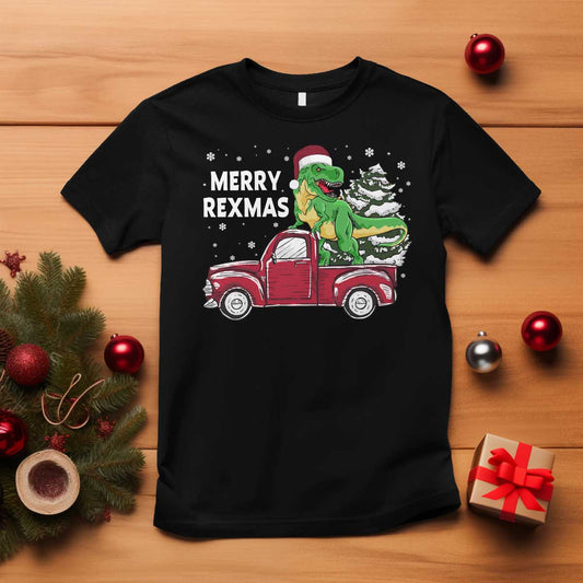 dinosaur-christmas-tree-t-shirt-merry-rexmas-xmas-pet-dino-trex-red-truck-family
