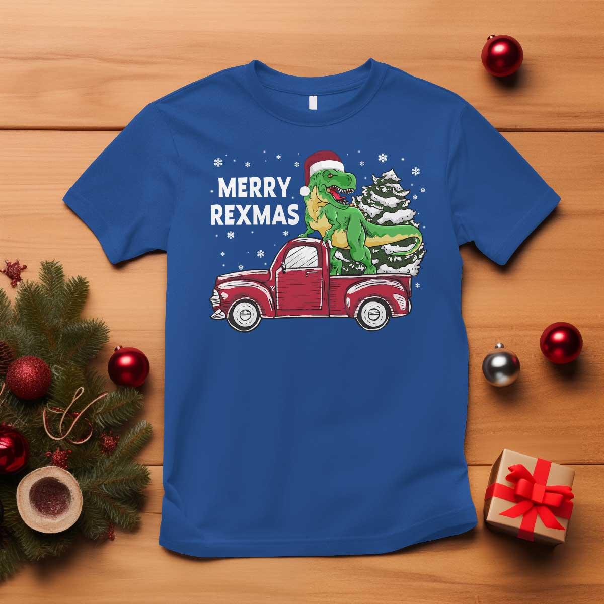 dinosaur-christmas-tree-t-shirt-merry-rexmas-xmas-pet-dino-trex-red-truck-family