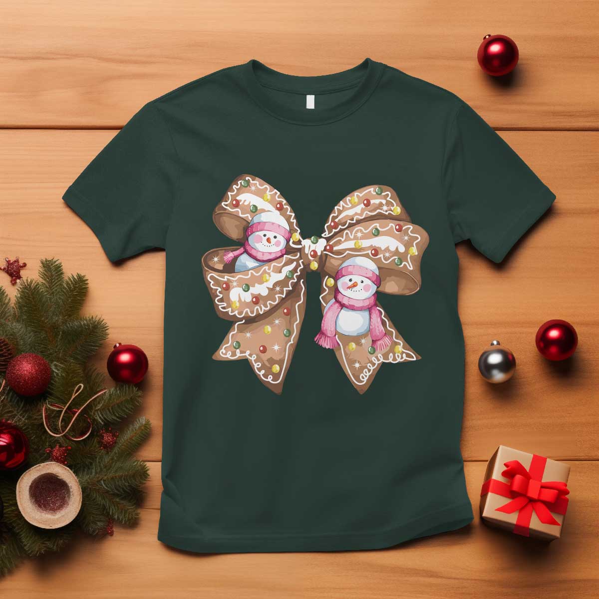 gingerbread-coquette-bow-christmas-t-shirt-cute-snowman-girly-xmas-gifts-for-her