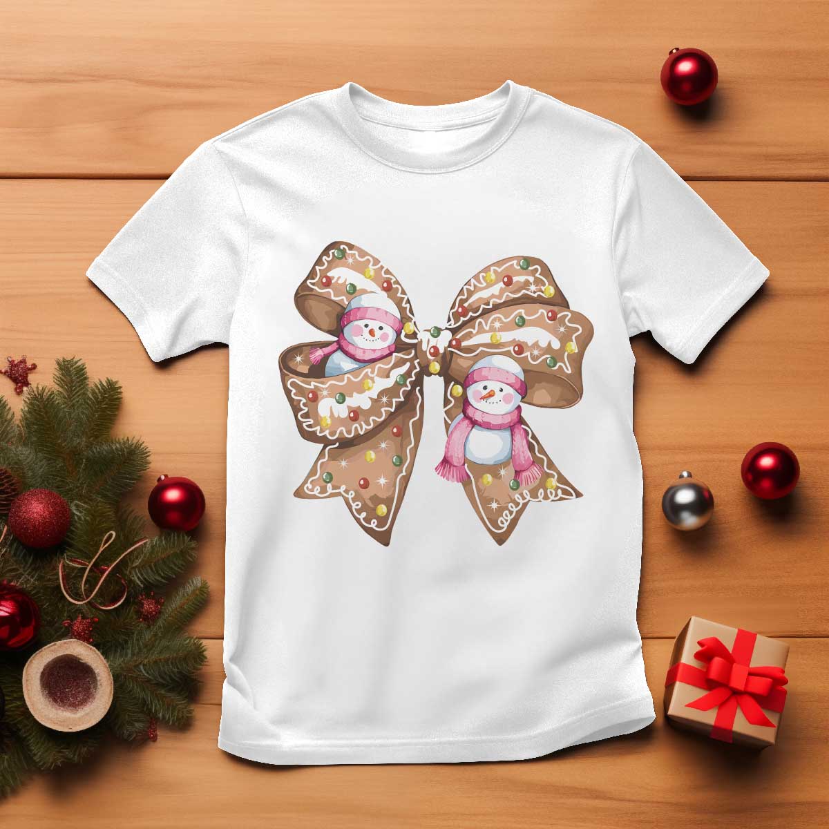 gingerbread-coquette-bow-christmas-t-shirt-cute-snowman-girly-xmas-gifts-for-her