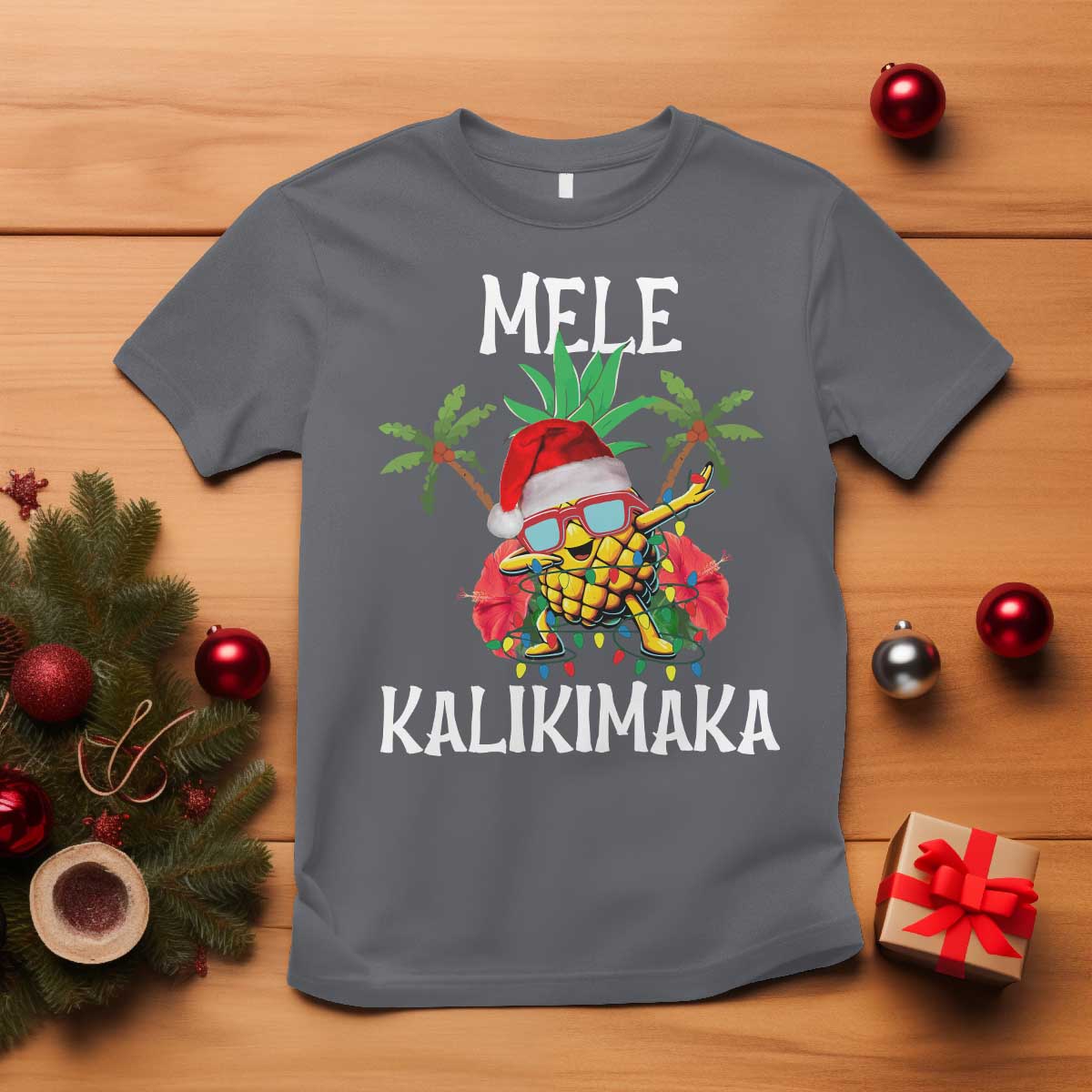 hawaii-christmas-t-shirt-mele-kalikimaka-hawaiian-pineapple-xmas-lights-santa-hat