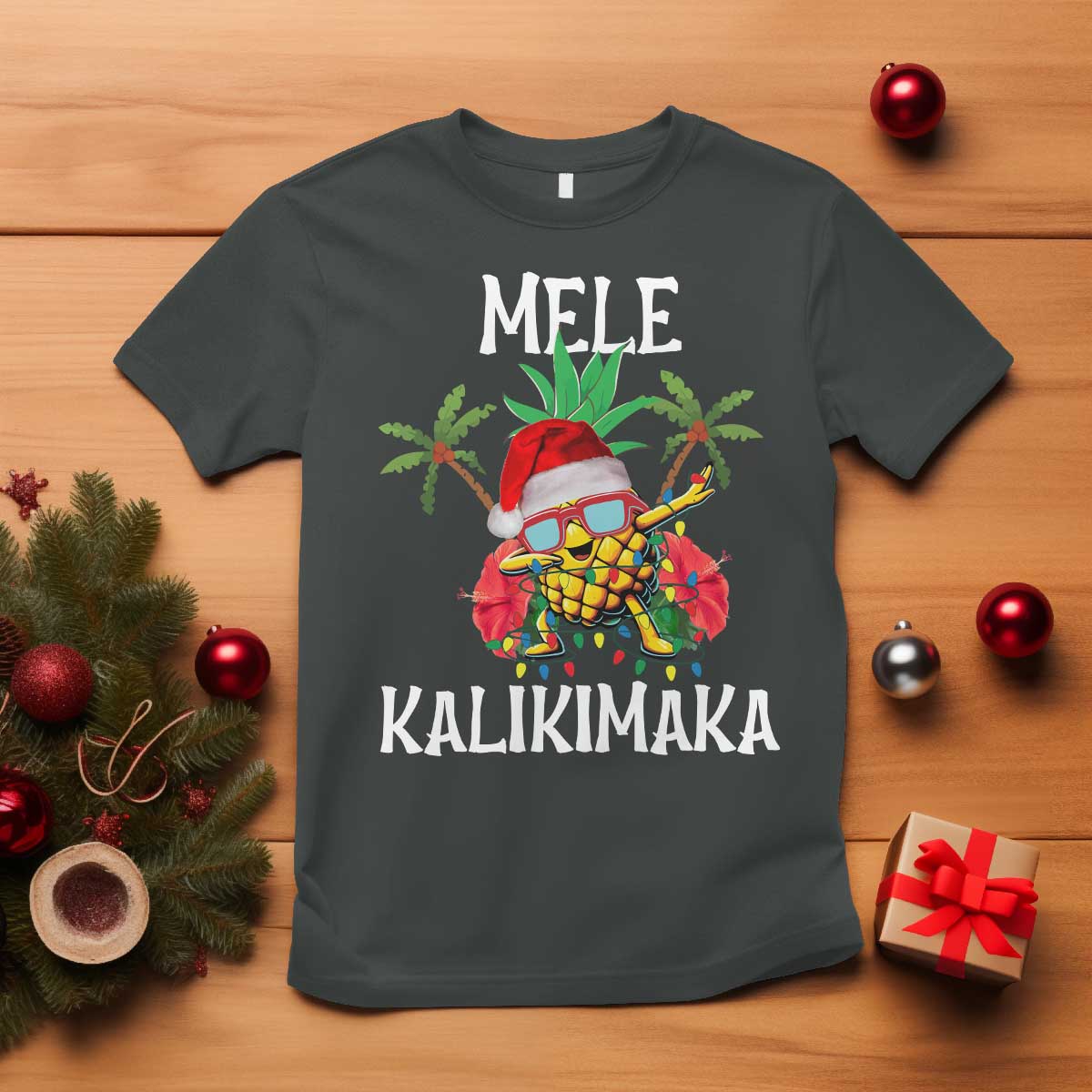 hawaii-christmas-t-shirt-mele-kalikimaka-hawaiian-pineapple-xmas-lights-santa-hat