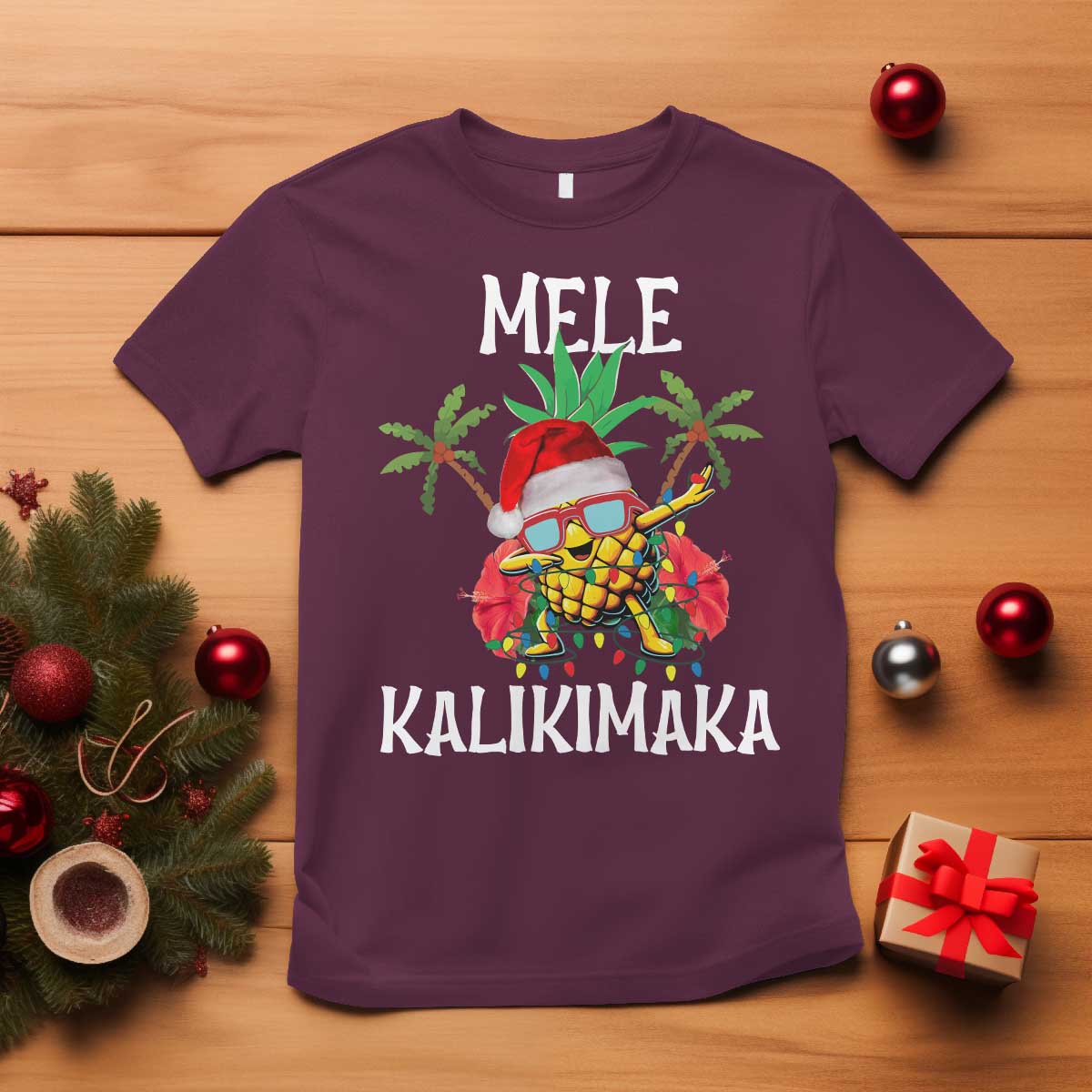 hawaii-christmas-t-shirt-mele-kalikimaka-hawaiian-pineapple-xmas-lights-santa-hat