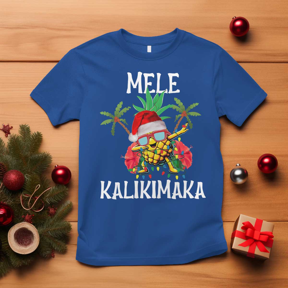 hawaii-christmas-t-shirt-mele-kalikimaka-hawaiian-pineapple-xmas-lights-santa-hat