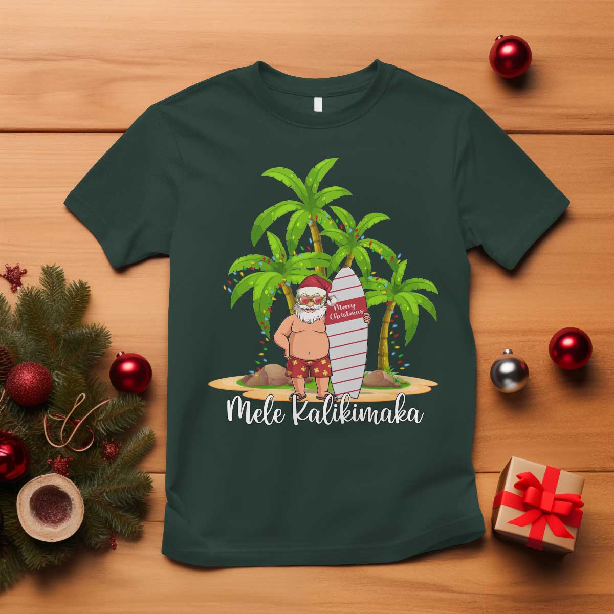 mele-kalikimaka-hawaiian-christmas-in-july-hawaii-santa-t-shirt-xmas-beach-family-vacation