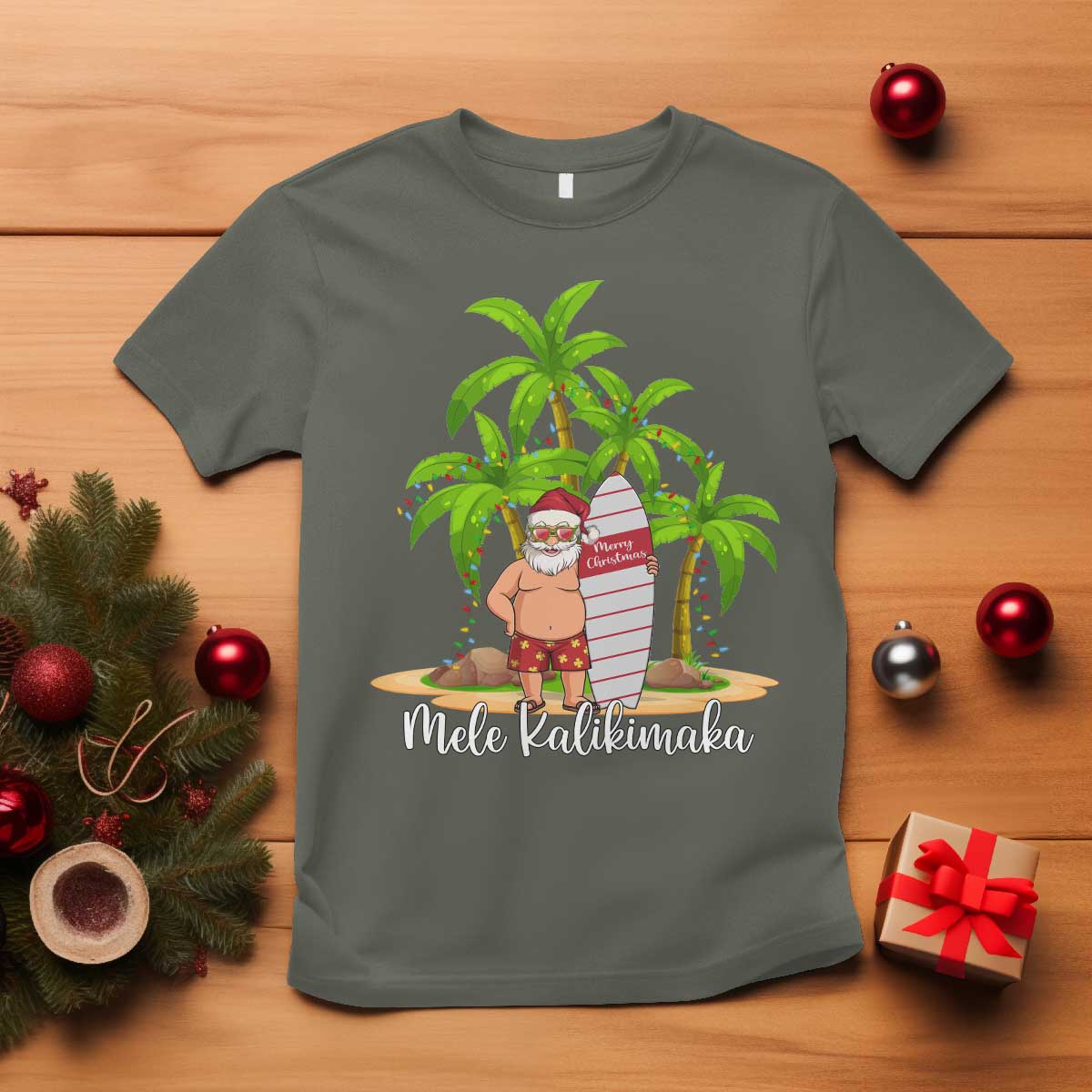 mele-kalikimaka-hawaiian-christmas-in-july-hawaii-santa-t-shirt-xmas-beach-family-vacation