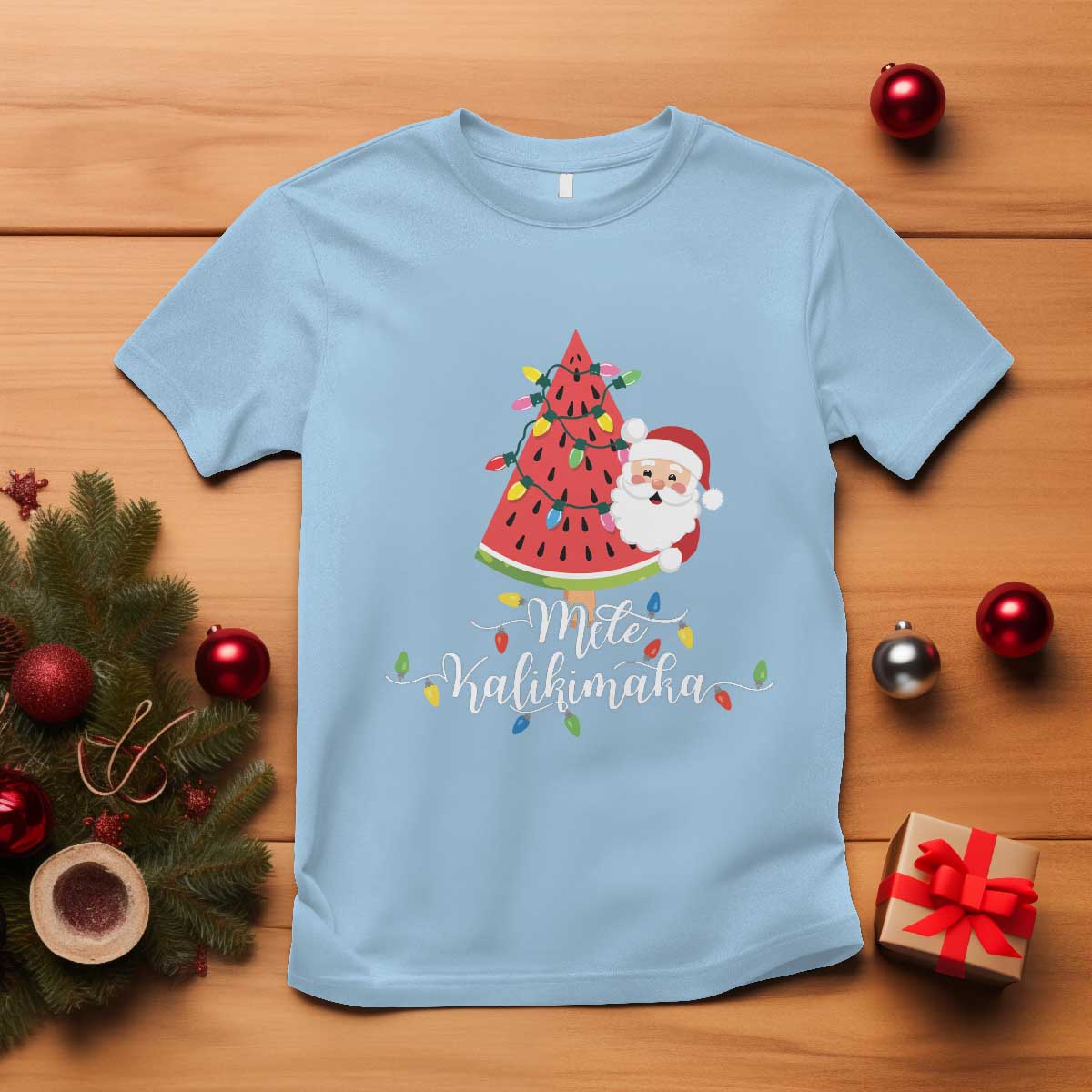 mele-kalikimaka-hawaiian-christmas-in-july-hawaii-santa-t-shirt-watermelon-summer-tree-tropical-xmas-gift-family-holiday