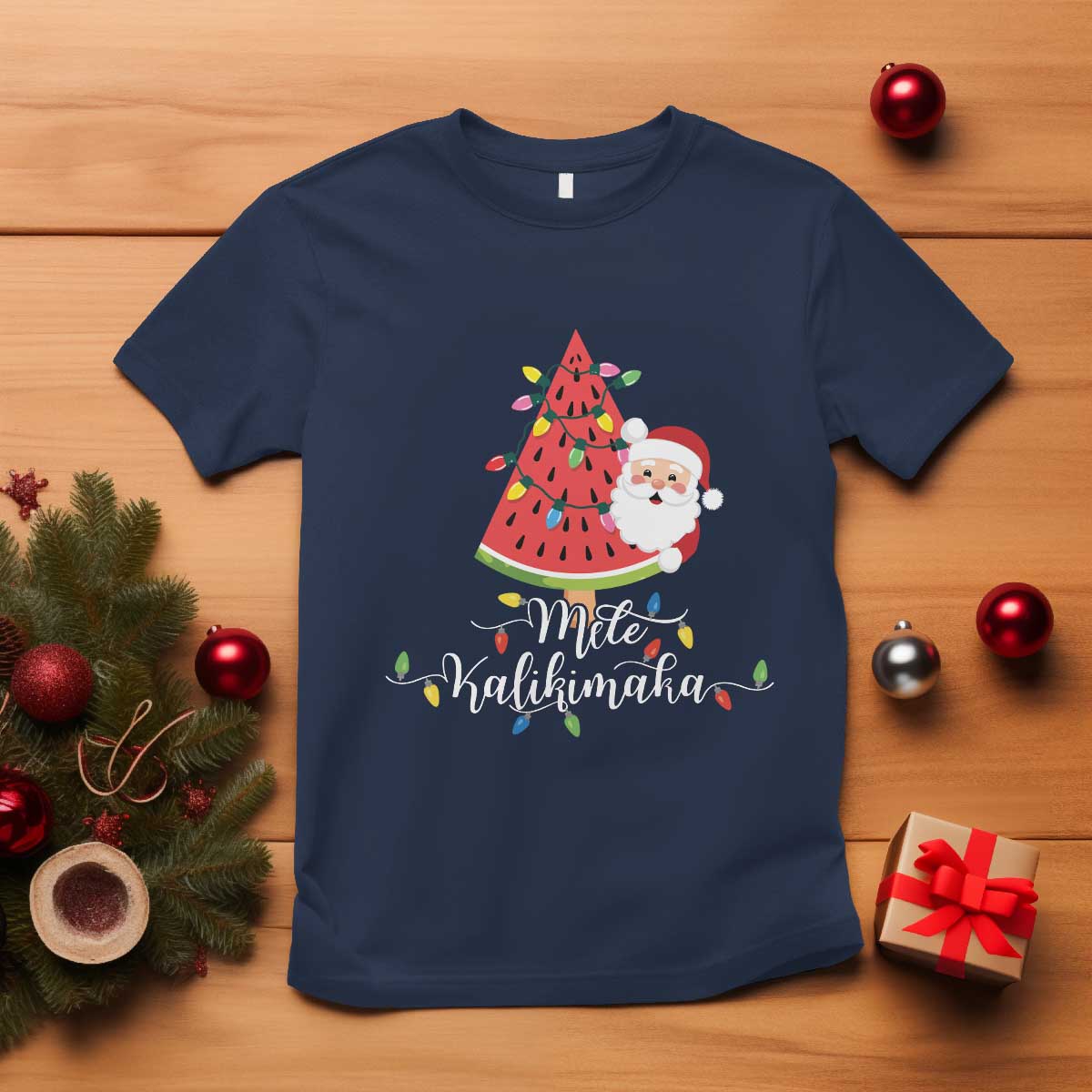 mele-kalikimaka-hawaiian-christmas-in-july-hawaii-santa-t-shirt-watermelon-summer-tree-tropical-xmas-gift-family-holiday