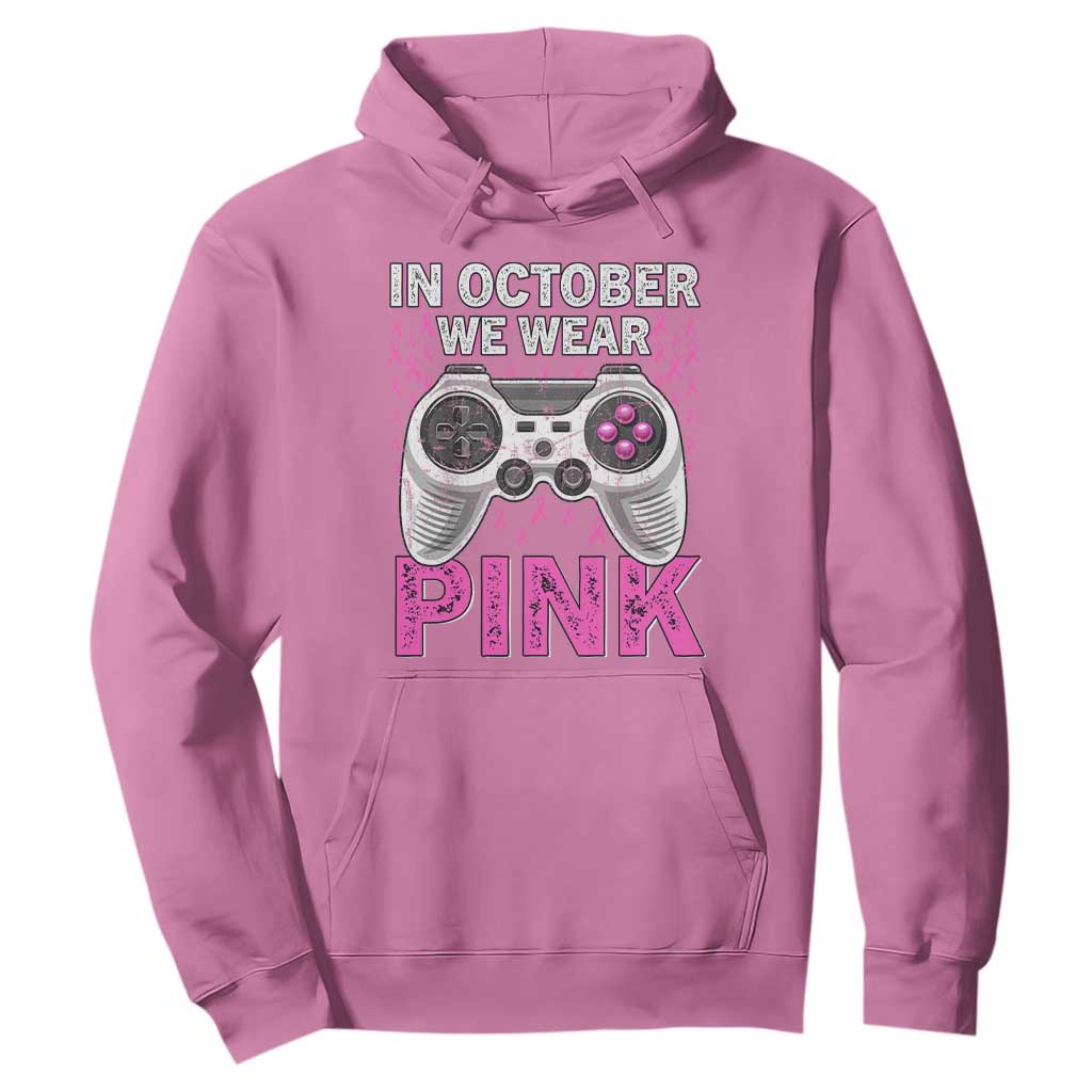 Pink Ribbon Breast Cancer Support October We Wear Pink Hoodie Kids Gaming