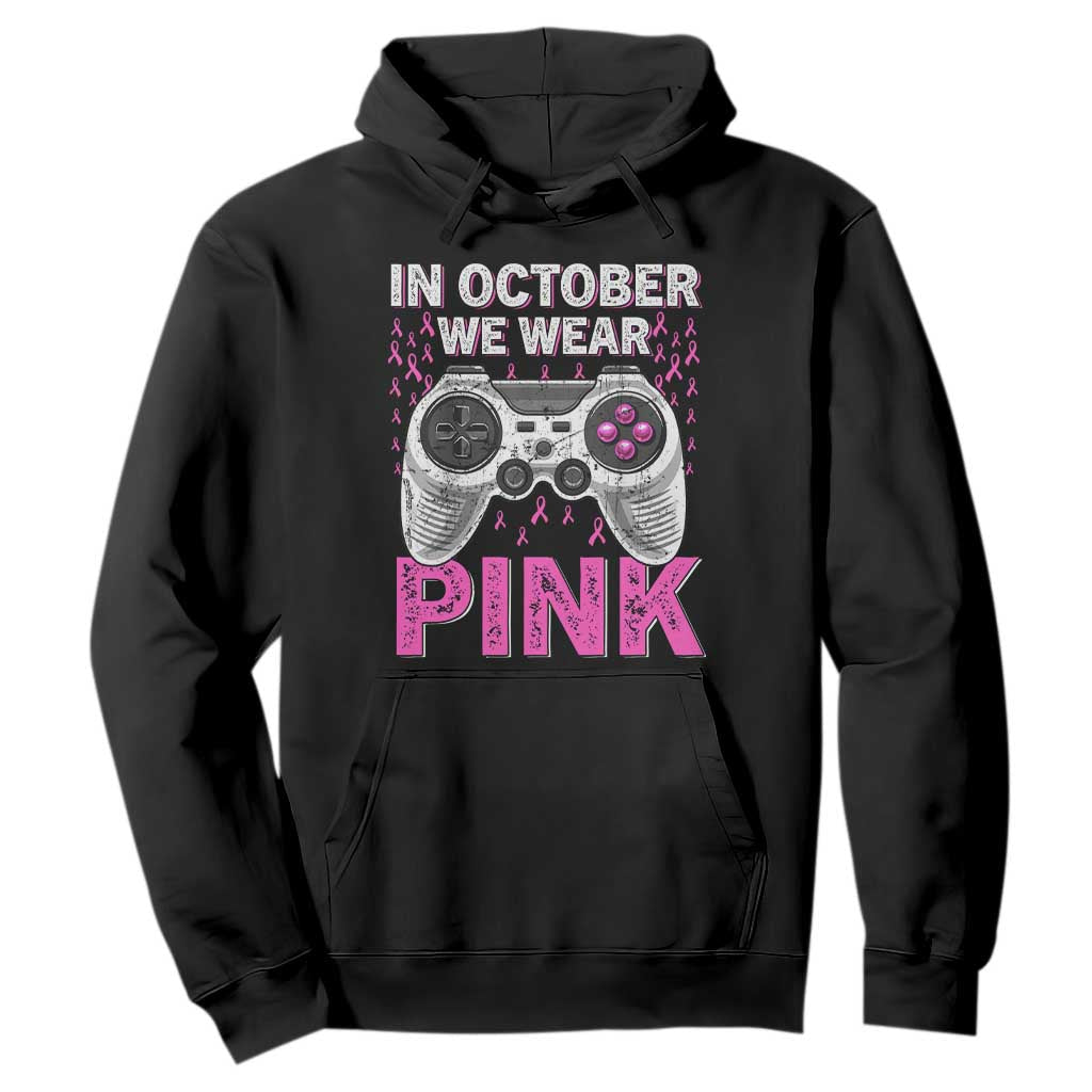 Pink Ribbon Breast Cancer Support October We Wear Pink Hoodie Kids Gaming