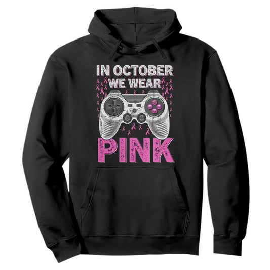 Pink Ribbon Breast Cancer Support October We Wear Pink Hoodie Kids Gaming