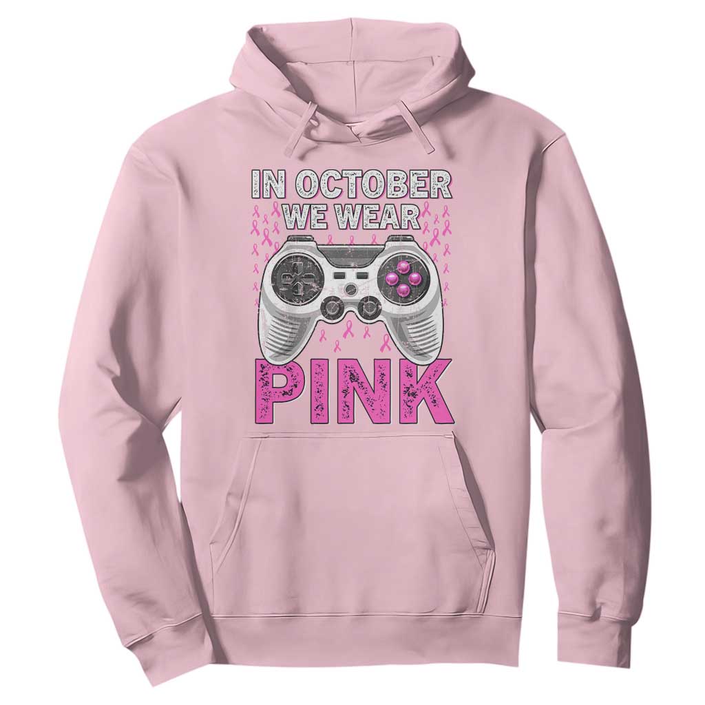 Pink Ribbon Breast Cancer Support October We Wear Pink Hoodie Kids Gaming