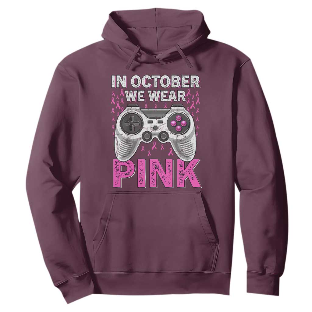 Pink Ribbon Breast Cancer Support October We Wear Pink Hoodie Kids Gaming