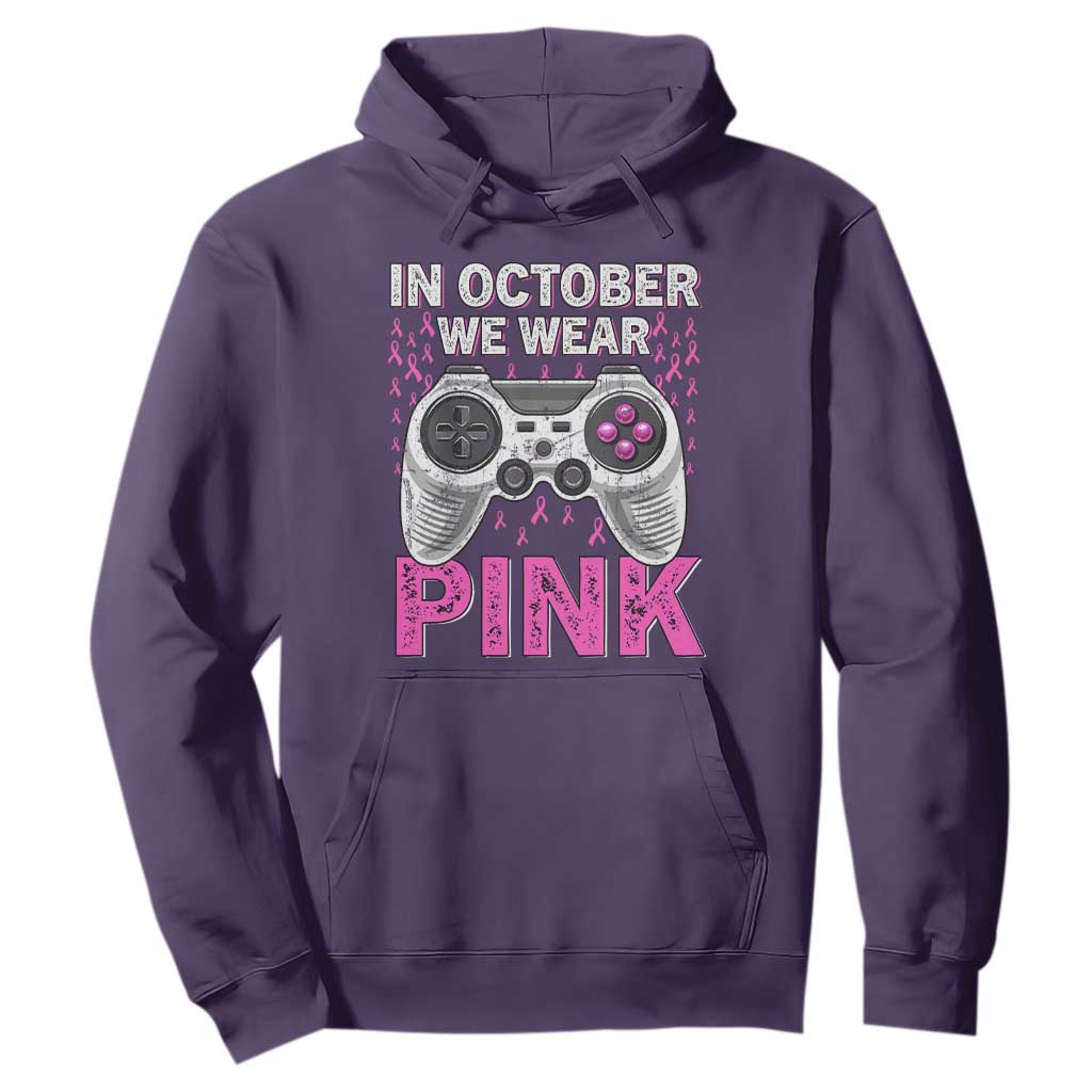 Pink Ribbon Breast Cancer Support October We Wear Pink Hoodie Kids Gaming