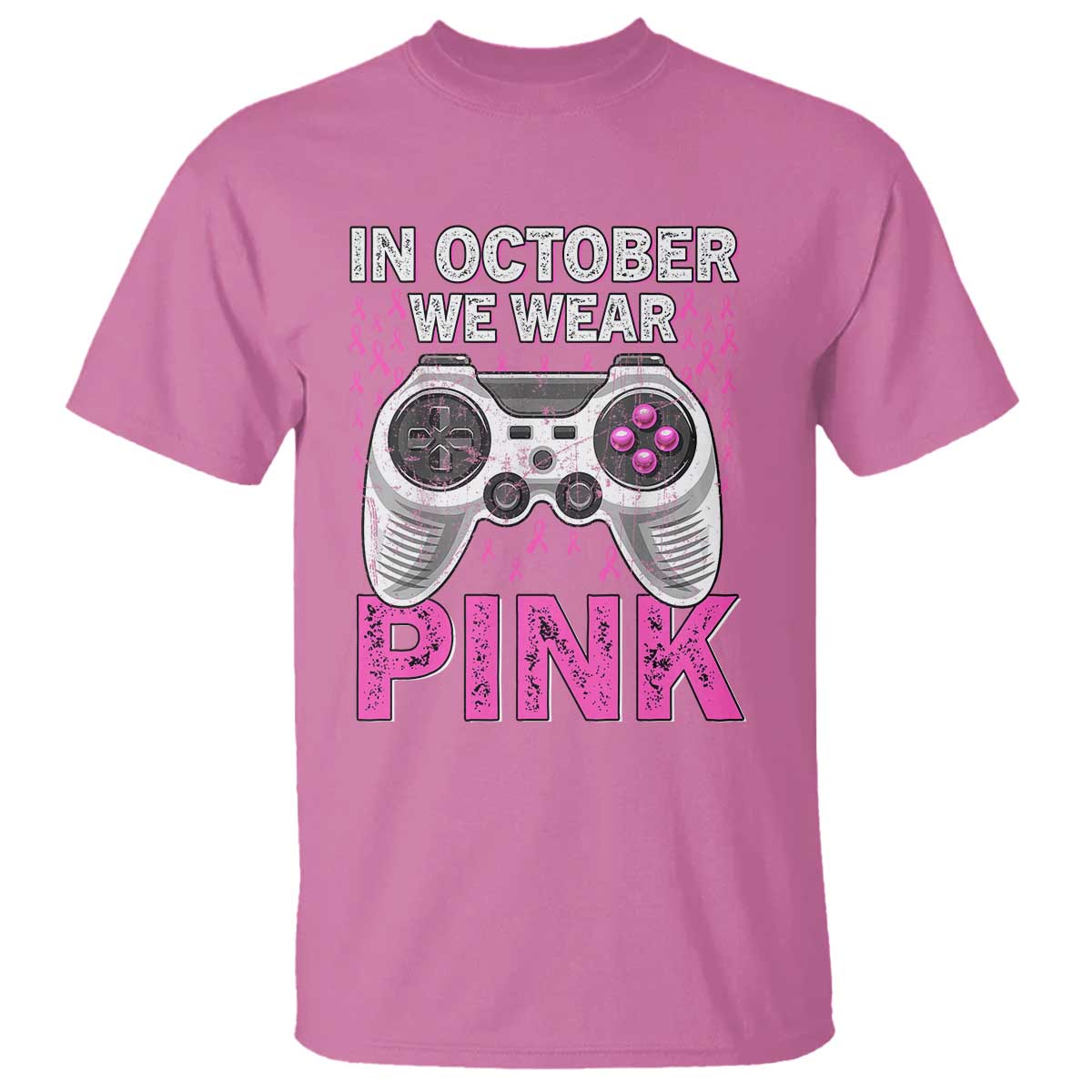 Pink Ribbon Breast Cancer Support October We Wear Pink T Shirt Kids Gaming