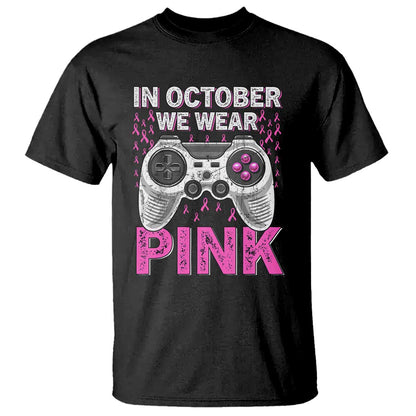 Pink Ribbon Breast Cancer Support October We Wear Pink T Shirt Kids Gaming
