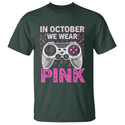 Pink Ribbon Breast Cancer Support October We Wear Pink T Shirt Kids Gaming
