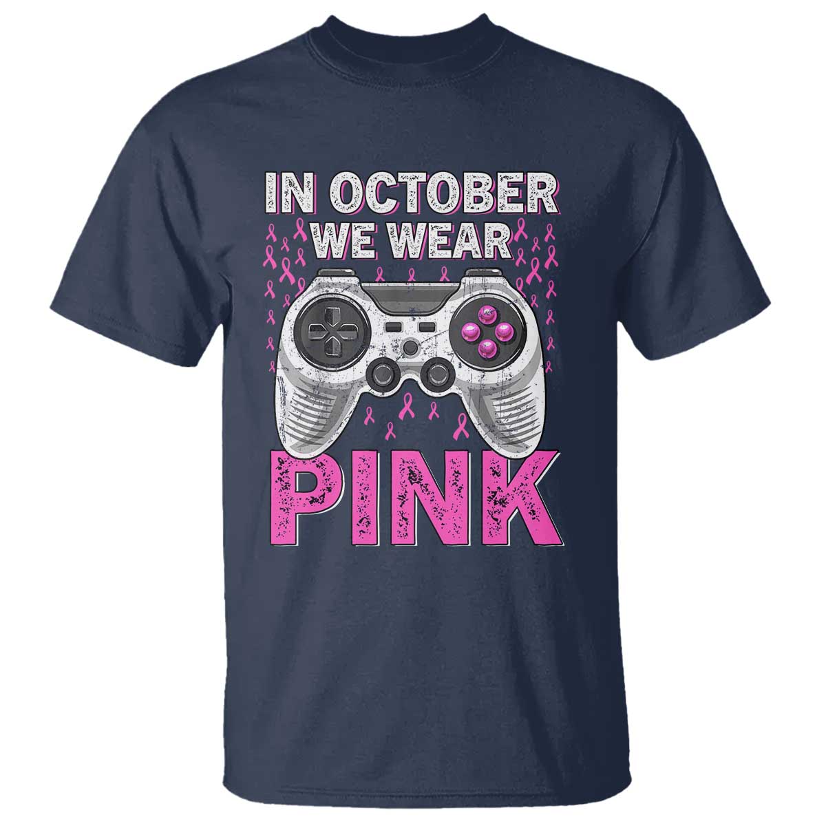 Pink Ribbon Breast Cancer Support October We Wear Pink T Shirt Kids Gaming