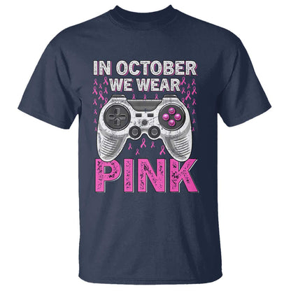 Pink Ribbon Breast Cancer Support October We Wear Pink T Shirt Kids Gaming