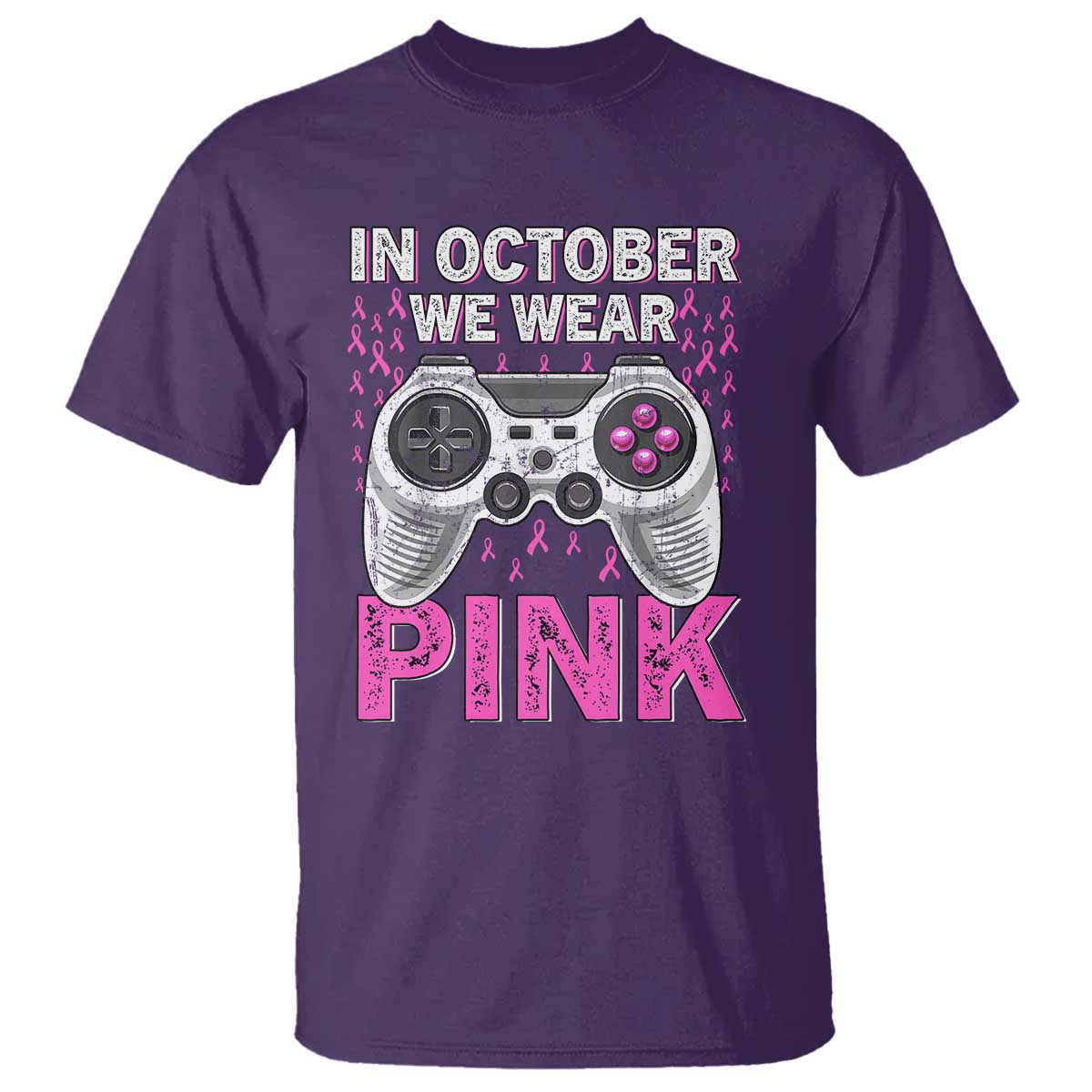 Pink Ribbon Breast Cancer Support October We Wear Pink T Shirt Kids Gaming
