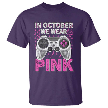 Pink Ribbon Breast Cancer Support October We Wear Pink T Shirt Kids Gaming
