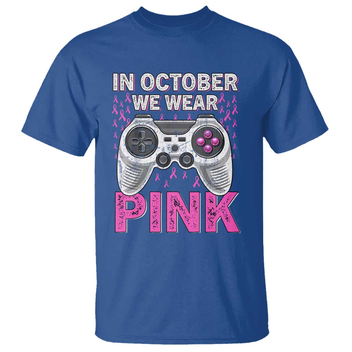 Pink Ribbon Breast Cancer Support October We Wear Pink T Shirt Kids Gaming