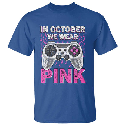 Pink Ribbon Breast Cancer Support October We Wear Pink T Shirt Kids Gaming
