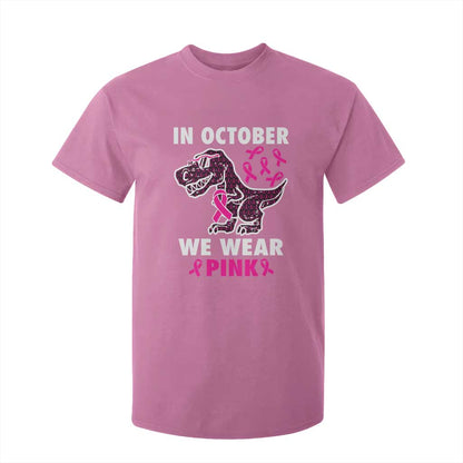 In October We Wear Pink Breast Cancer Support T Shirt For Kid Pink Ribbon