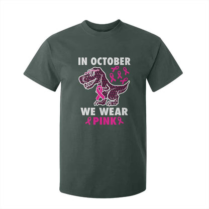In October We Wear Pink Breast Cancer Support T Shirt For Kid Pink Ribbon