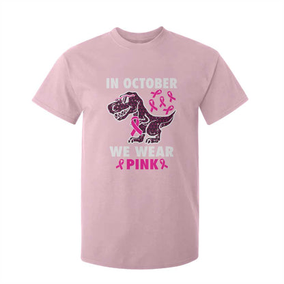 In October We Wear Pink Breast Cancer Support T Shirt For Kid Pink Ribbon