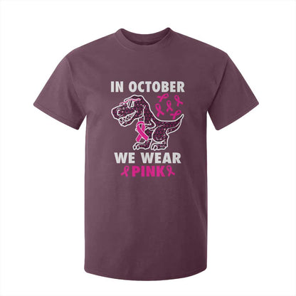 In October We Wear Pink Breast Cancer Support T Shirt For Kid Pink Ribbon