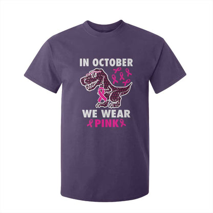 In October We Wear Pink Breast Cancer Support T Shirt For Kid Pink Ribbon