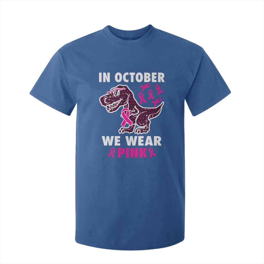 In October We Wear Pink Breast Cancer Support T Shirt For Kid Pink Ribbon