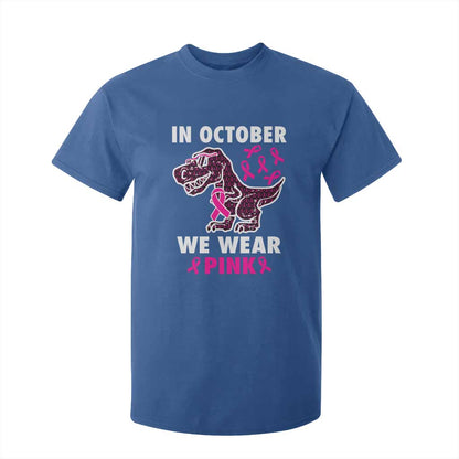 In October We Wear Pink Breast Cancer Support T Shirt For Kid Pink Ribbon