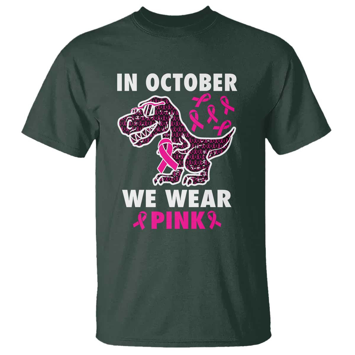In October We Wear Pink Breast Cancer Support T Shirt Pink Ribbon