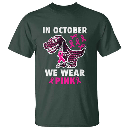In October We Wear Pink Breast Cancer Support T Shirt Pink Ribbon