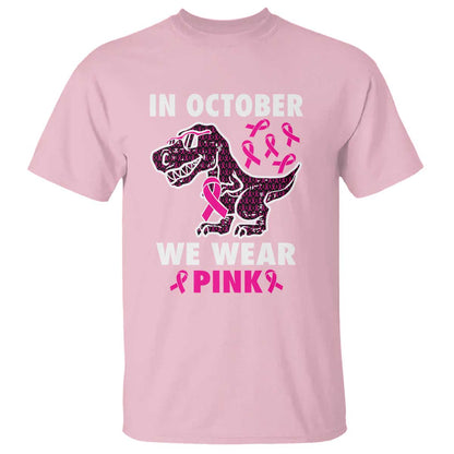 In October We Wear Pink Breast Cancer Support T Shirt Pink Ribbon