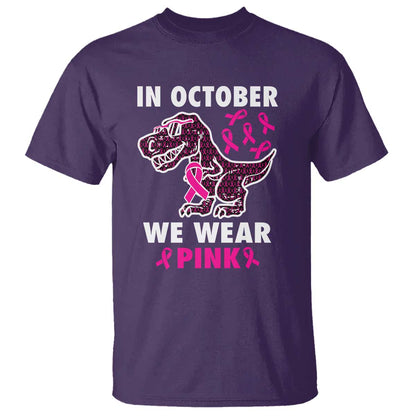 In October We Wear Pink Breast Cancer Support T Shirt Pink Ribbon