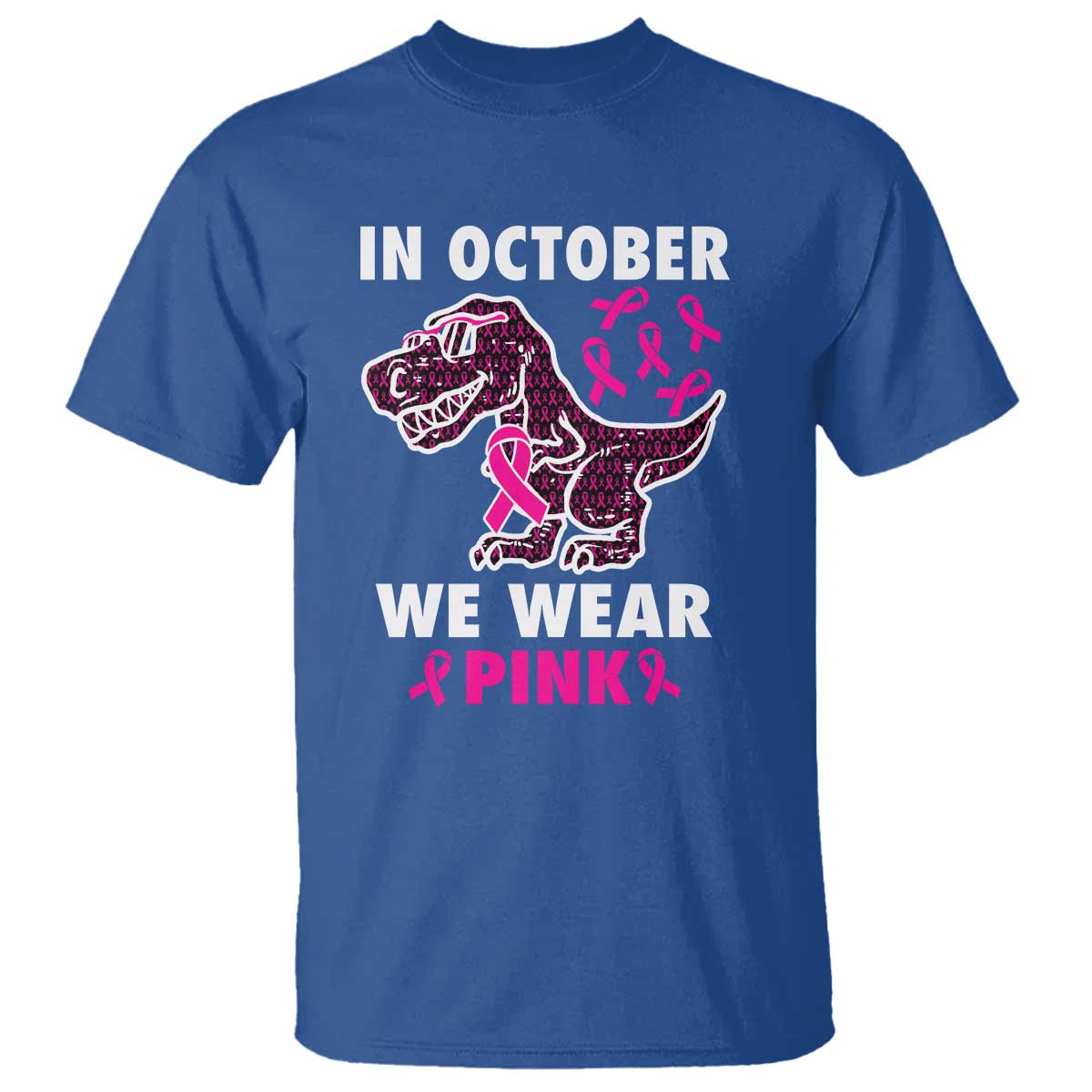 In October We Wear Pink Breast Cancer Support T Shirt Pink Ribbon