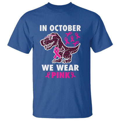 In October We Wear Pink Breast Cancer Support T Shirt Pink Ribbon