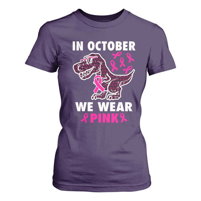 In October We Wear Pink Breast Cancer Support T Shirt For Women Pink Ribbon