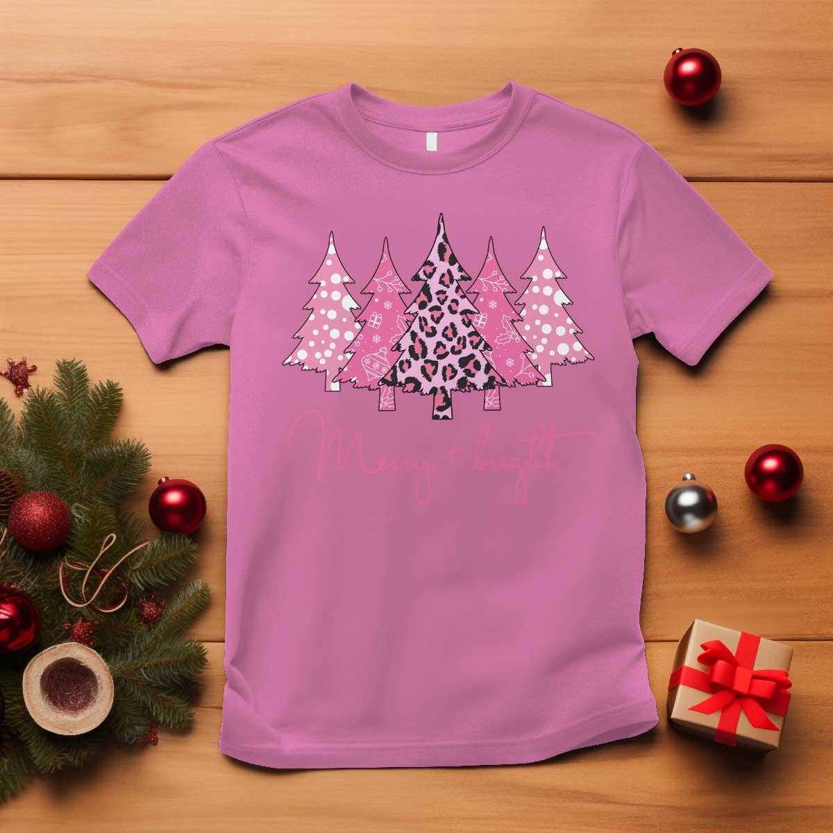 christmas-pink-t-shirt-leopard-print-trees