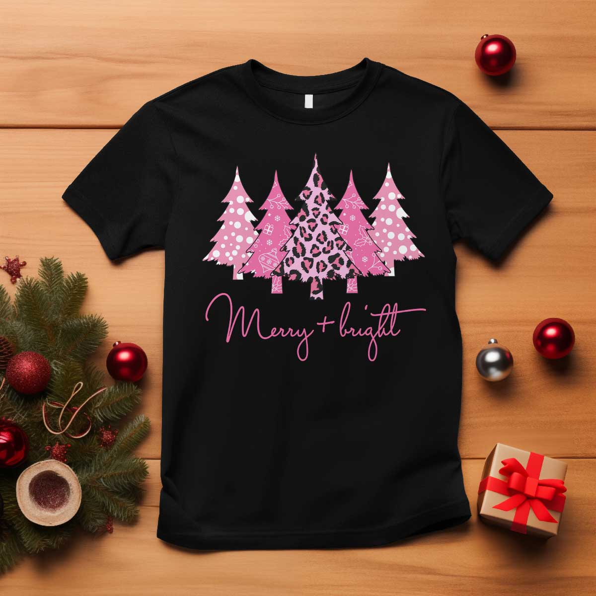 christmas-pink-t-shirt-leopard-print-trees