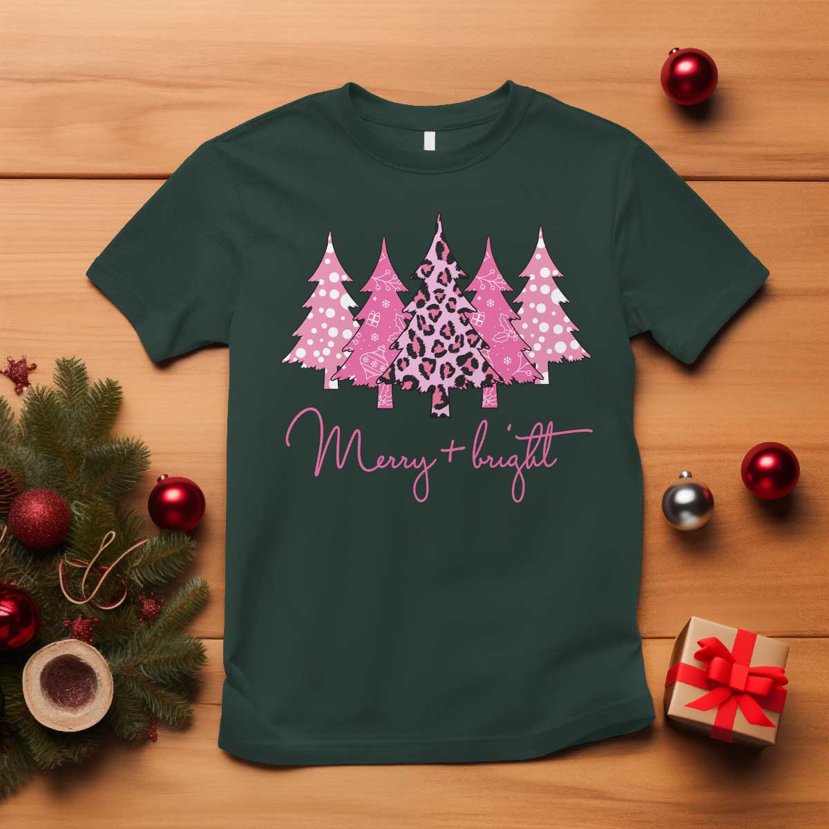 christmas-pink-t-shirt-leopard-print-trees