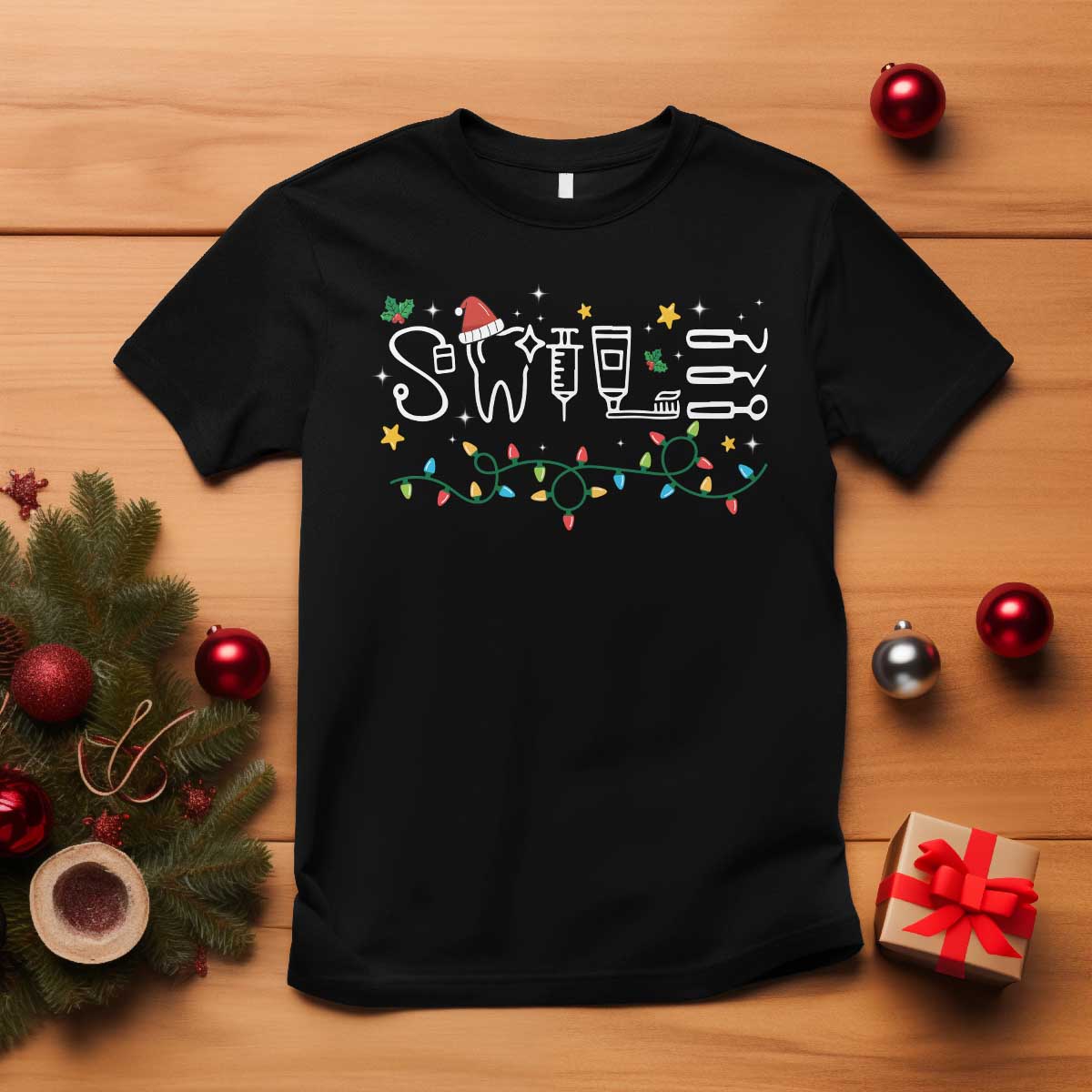 christmas-dental-t-shirt-red-santa-hat-teeth-funny-dentist-merry-xmas-lights