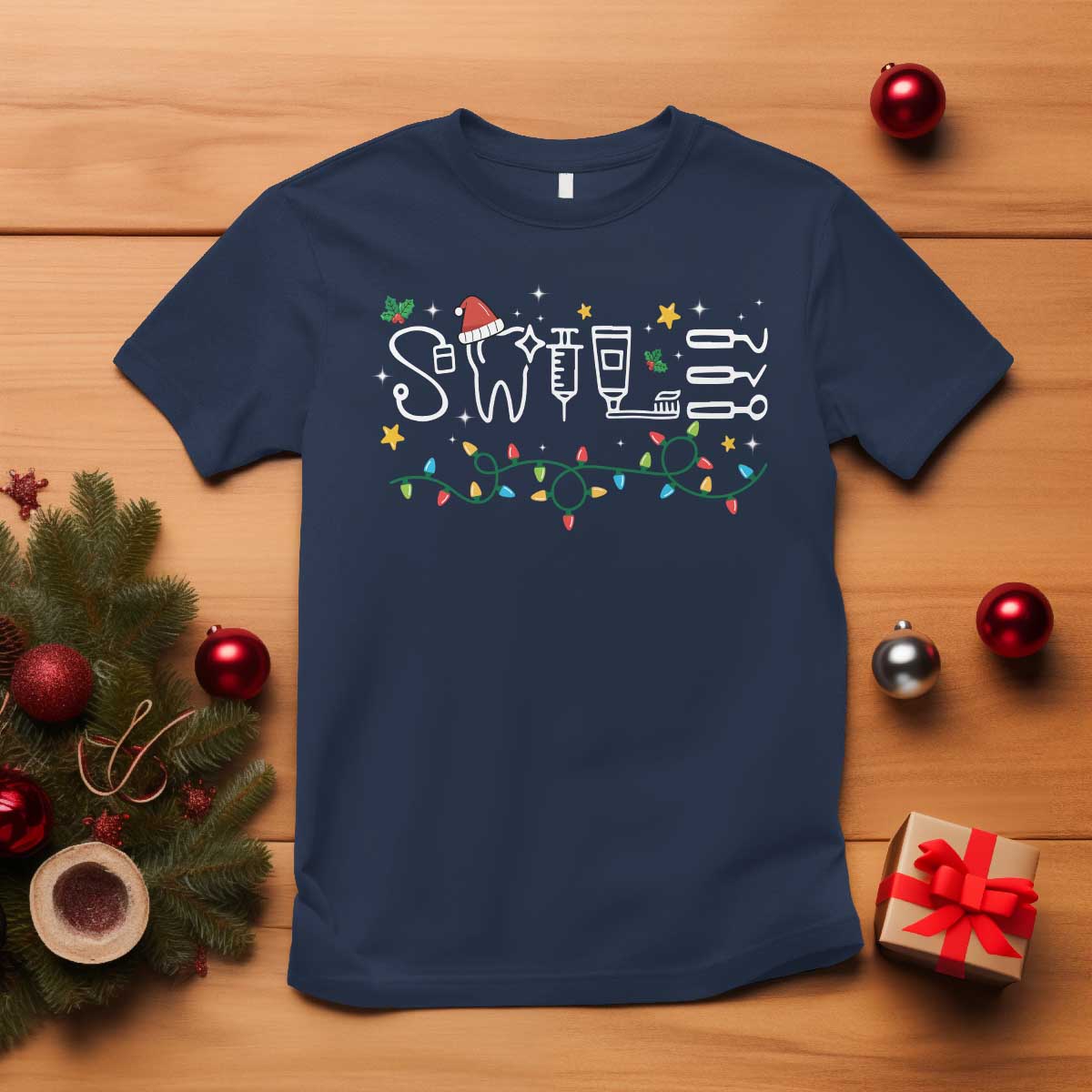 christmas-dental-t-shirt-red-santa-hat-teeth-funny-dentist-merry-xmas-lights