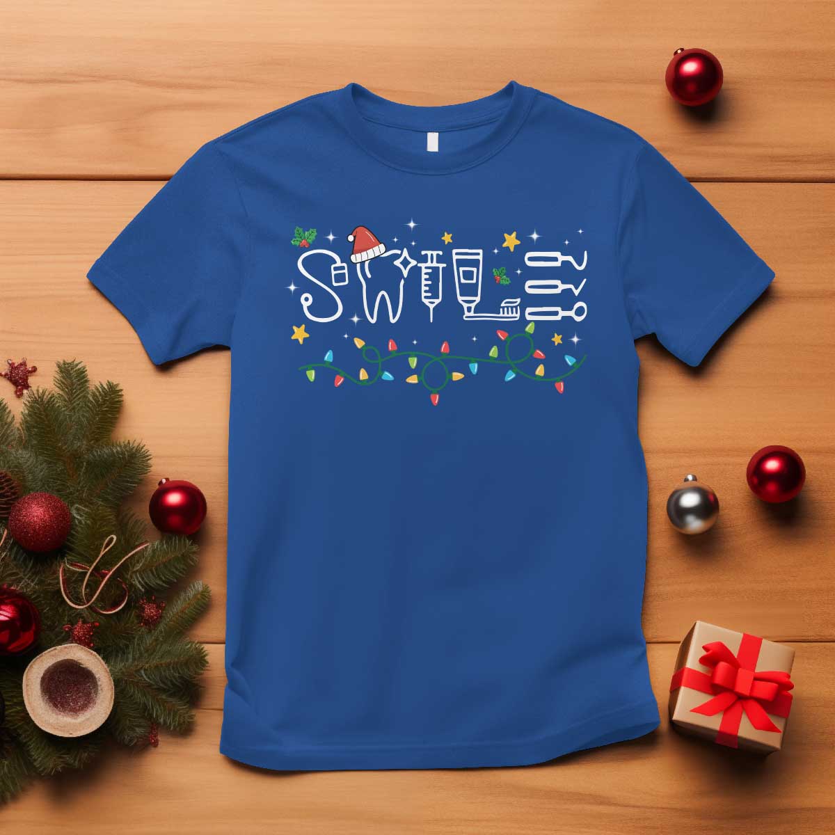 christmas-dental-t-shirt-red-santa-hat-teeth-funny-dentist-merry-xmas-lights